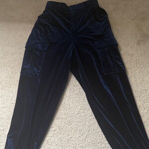 Navy Blue Velvet Joggers